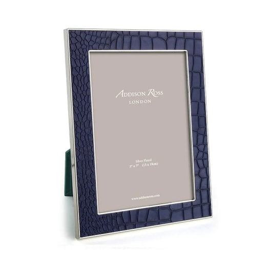 5x7 Faux Croc + Silver Picture Frame - Blue