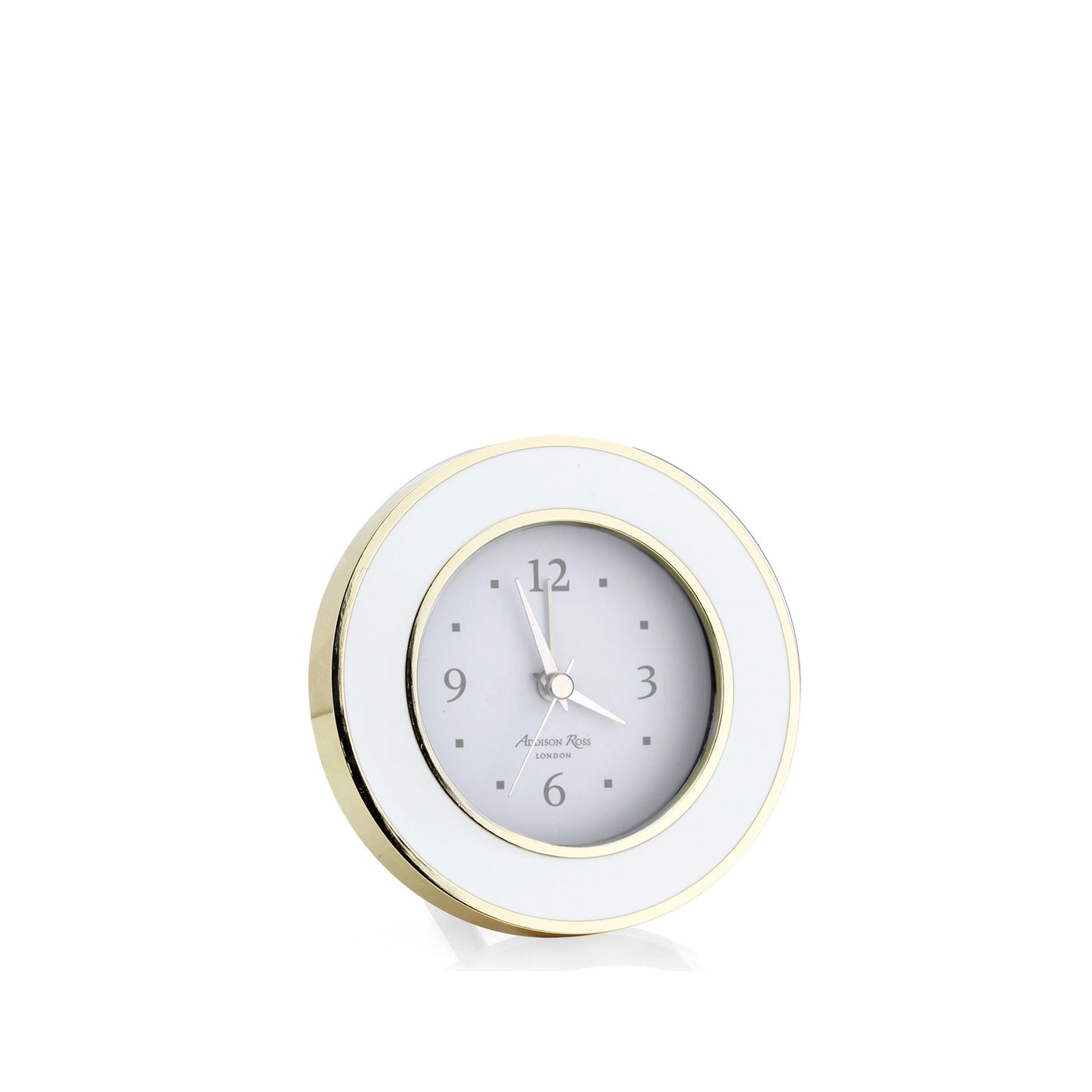 Enamel + Gold Alarm Clock - White