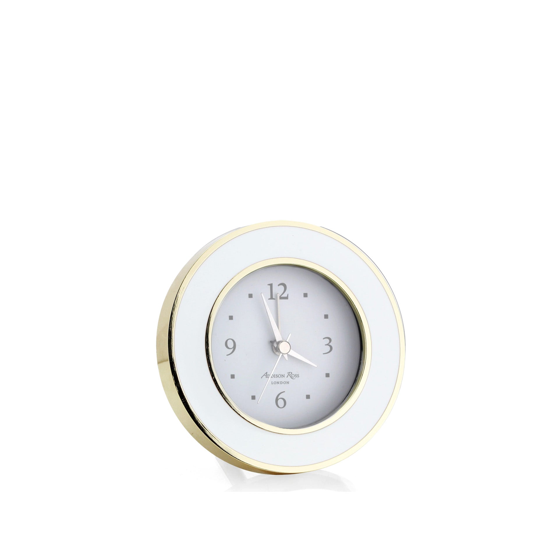 Enamel + Gold Alarm Clock - White