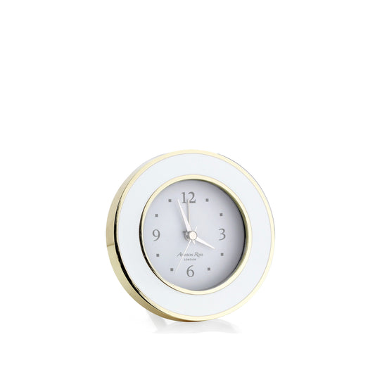 Enamel + Gold Alarm Clock - White