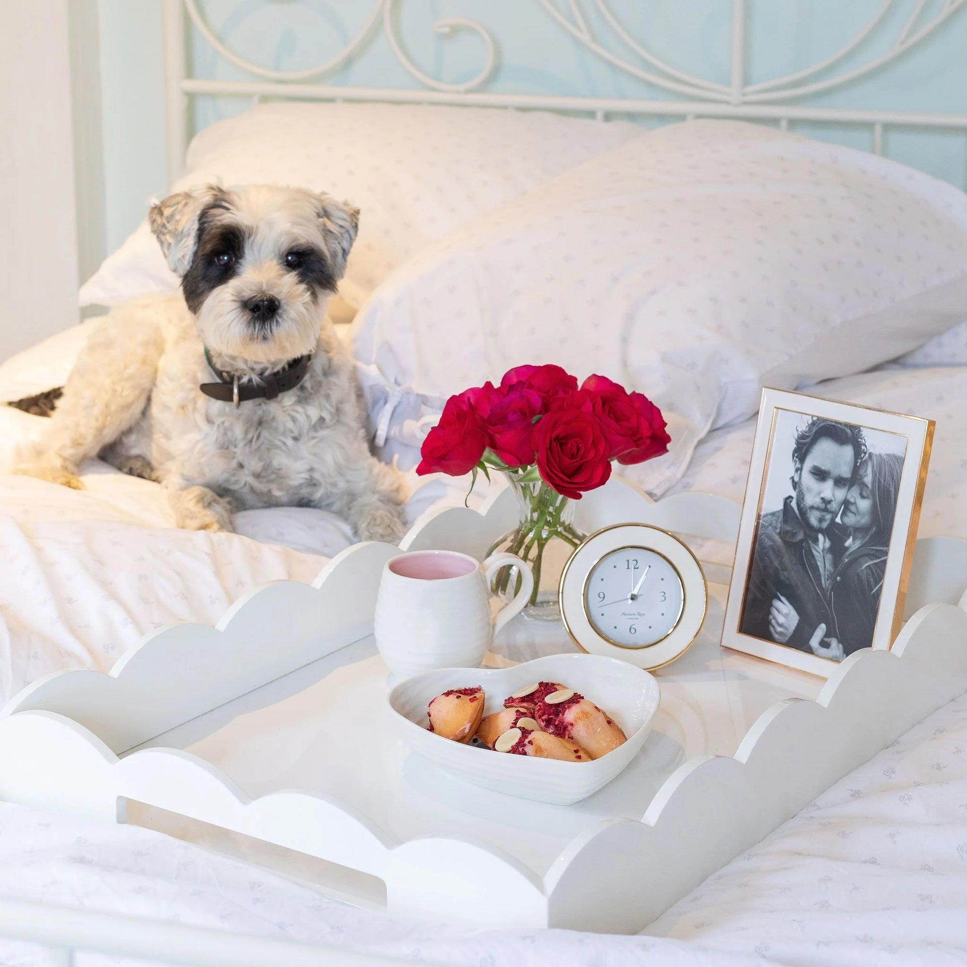 Enamel + Gold Alarm Clock - White