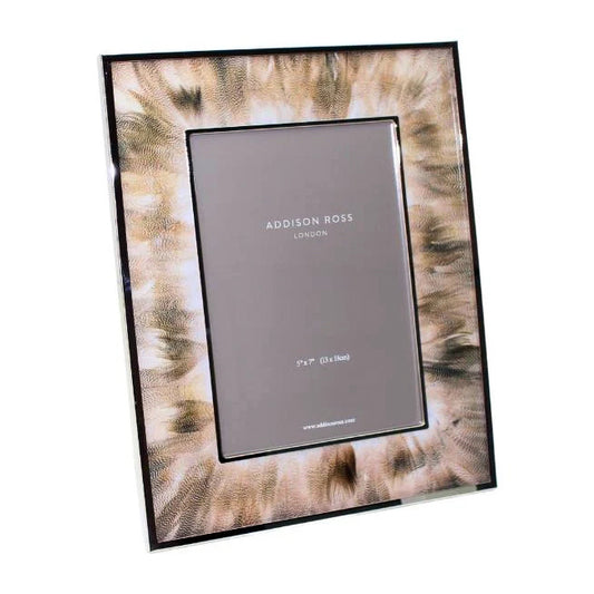 5x7 Faux Duck Feather Silver Picture Frame