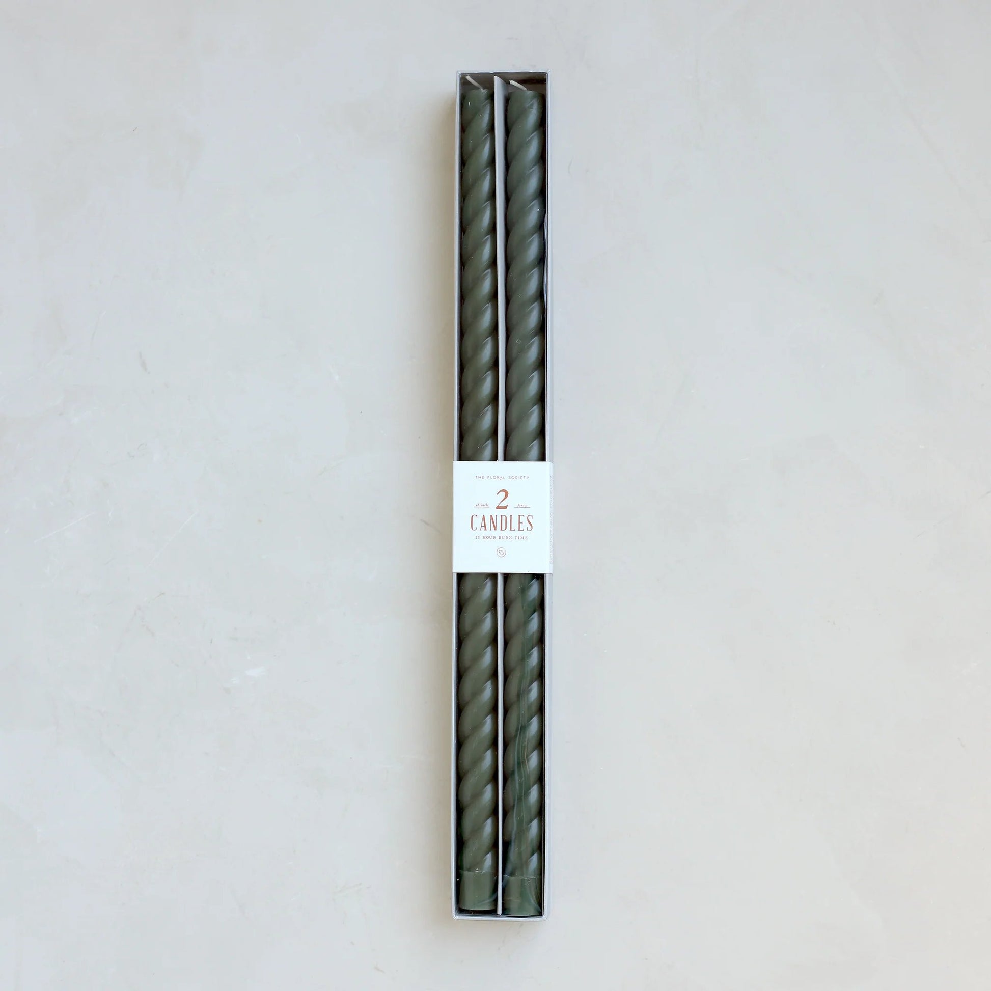 18-inch Fancy Spindle Taper Candles – Moss