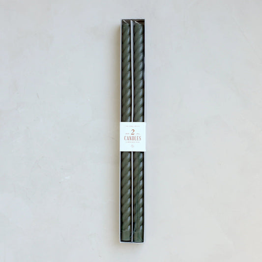 18-inch Fancy Spindle Taper Candles – Moss