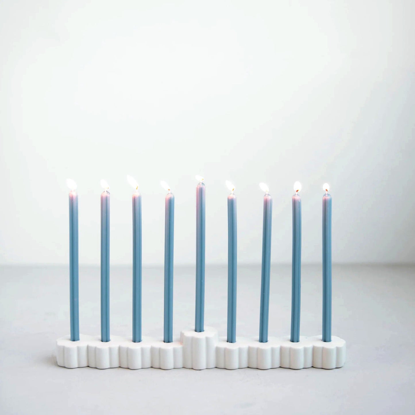 Matte White Ceramic Fleur Menorah