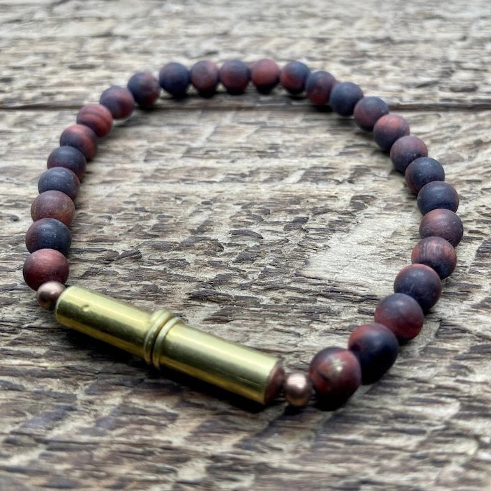 Flint Men's Beaded Single Bracelet (select stone)  Red Jasper