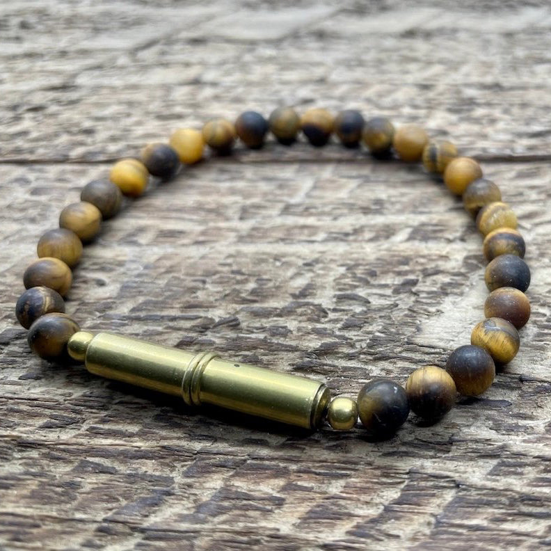 Flint Men's Beaded Single Bracelet (select stone)  Tiger Eye