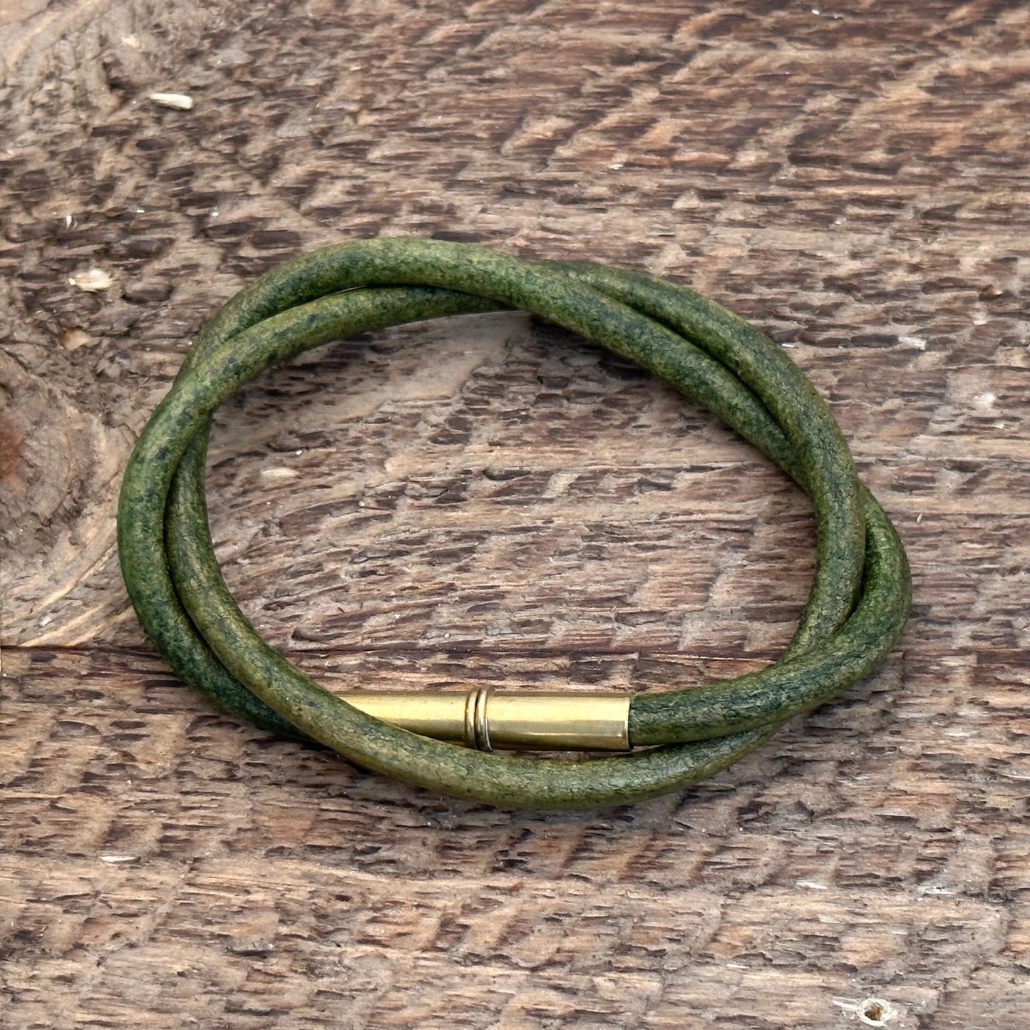 Flint Men's Leather Bracelet (select color + size) Green Medium