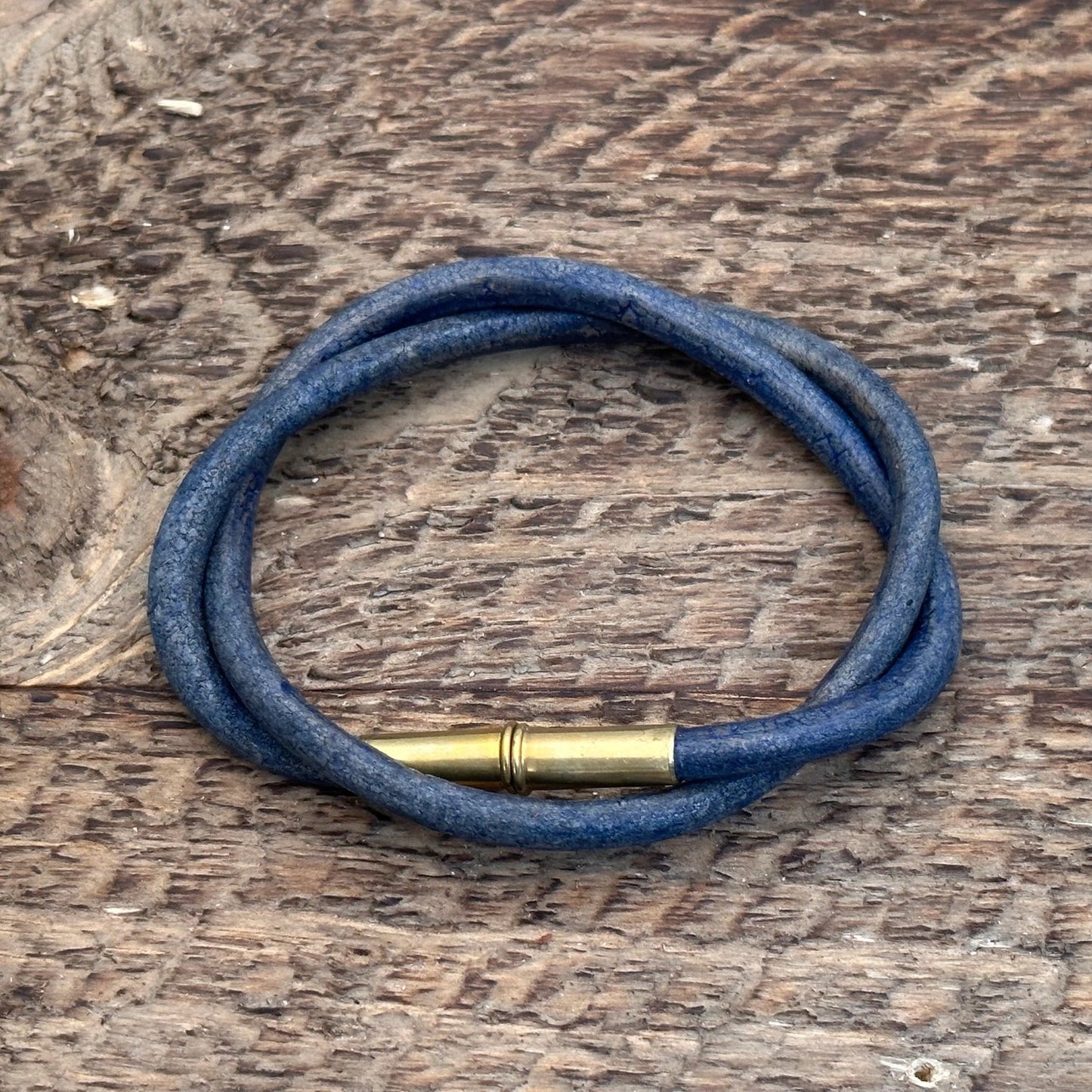 Flint Men's Leather Bracelet (select color + size) Indigo Medium