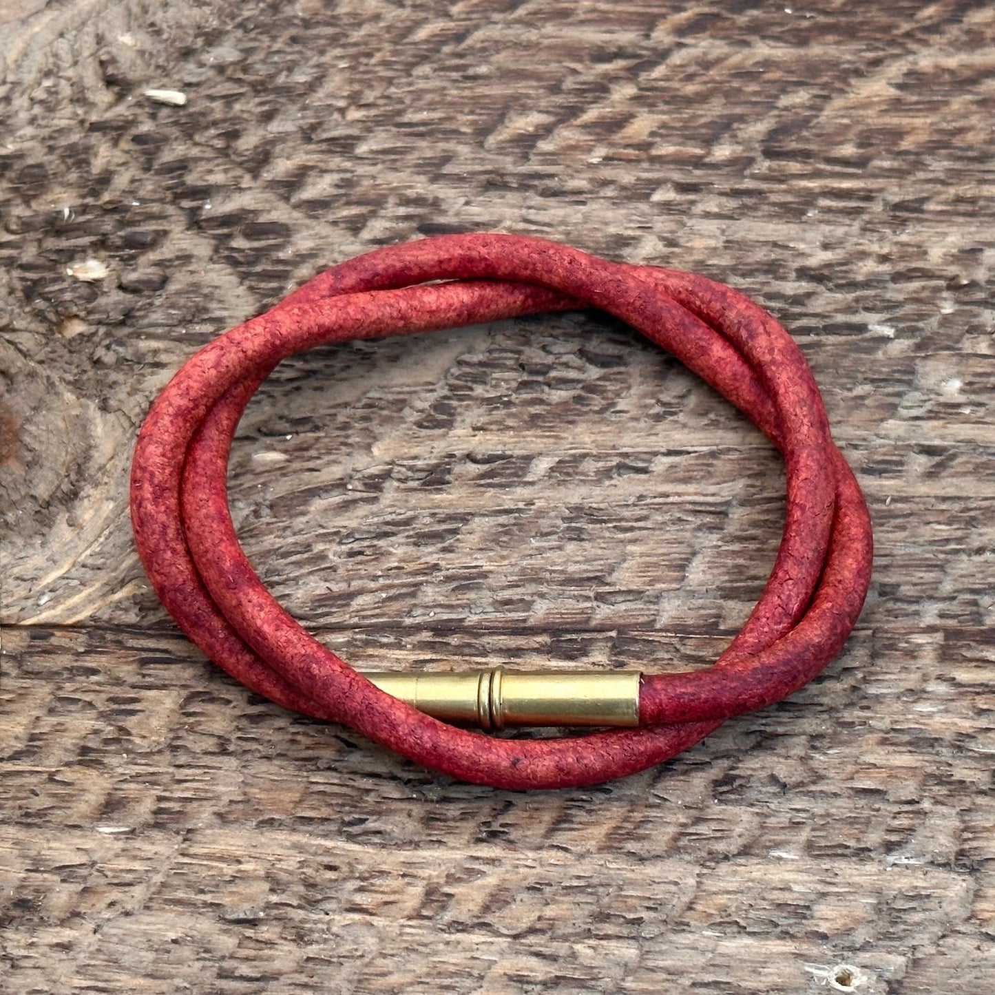 Flint Men's Leather Bracelet (select color + size) Red Medium