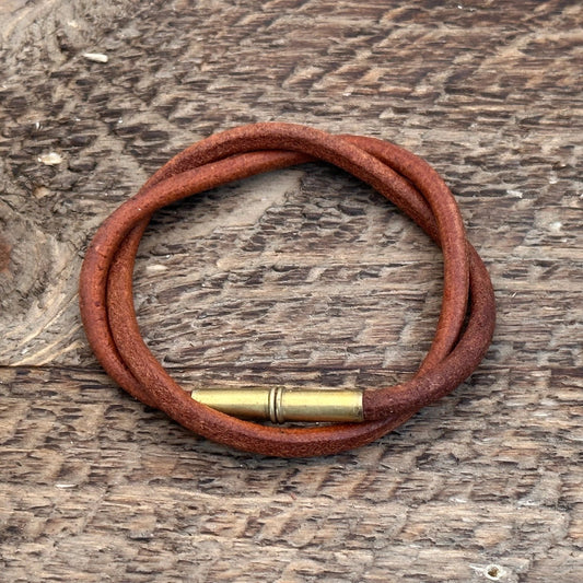 Flint Men's Leather Bracelet (select color + size) Tan Medium