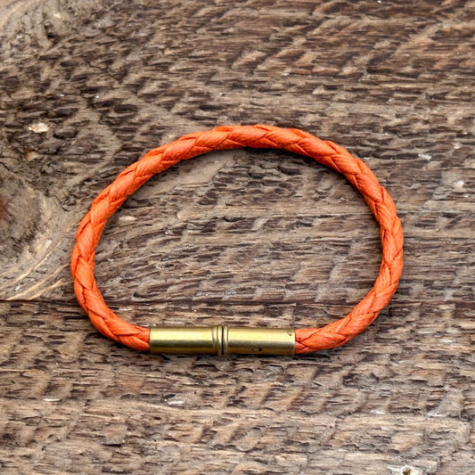 Flint Men's Single Waxed Canvas Bracelet (select color + size) Orange Medium