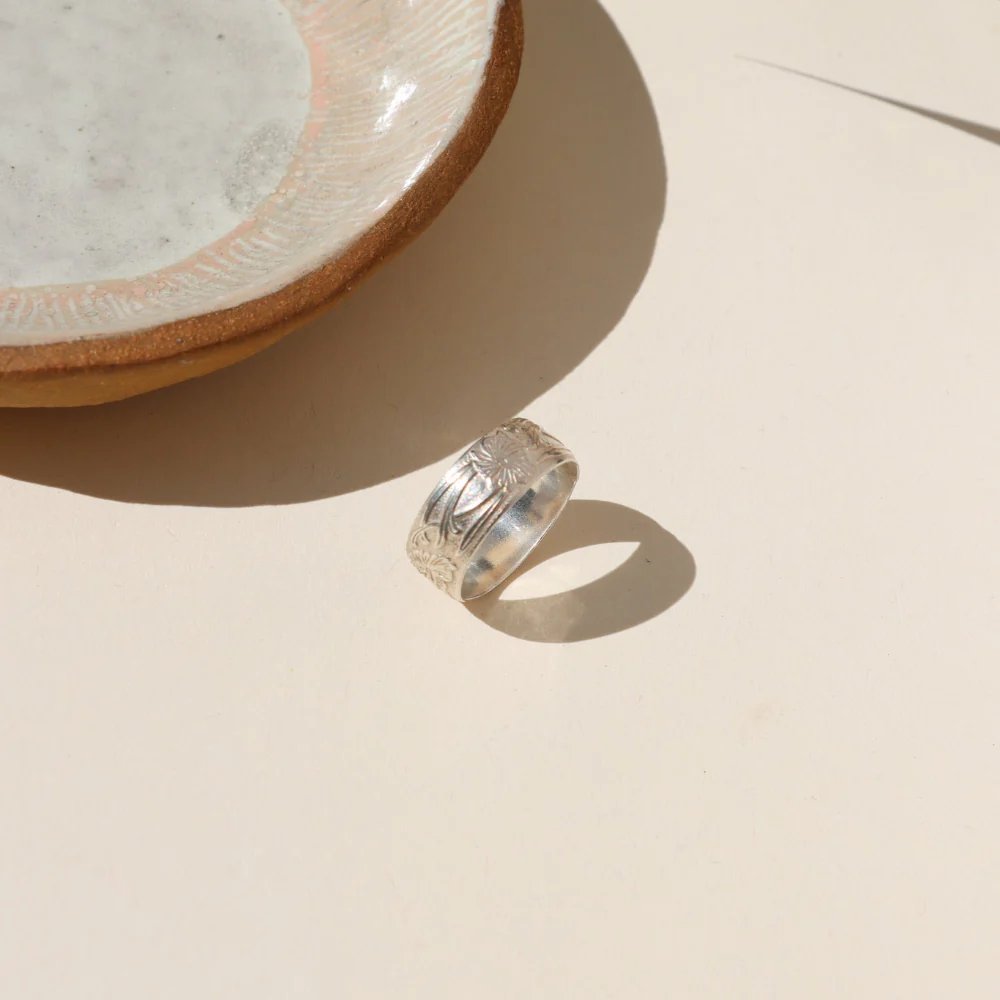 Textured Thick Band ‘Florence’ Ring - Sterling Silver