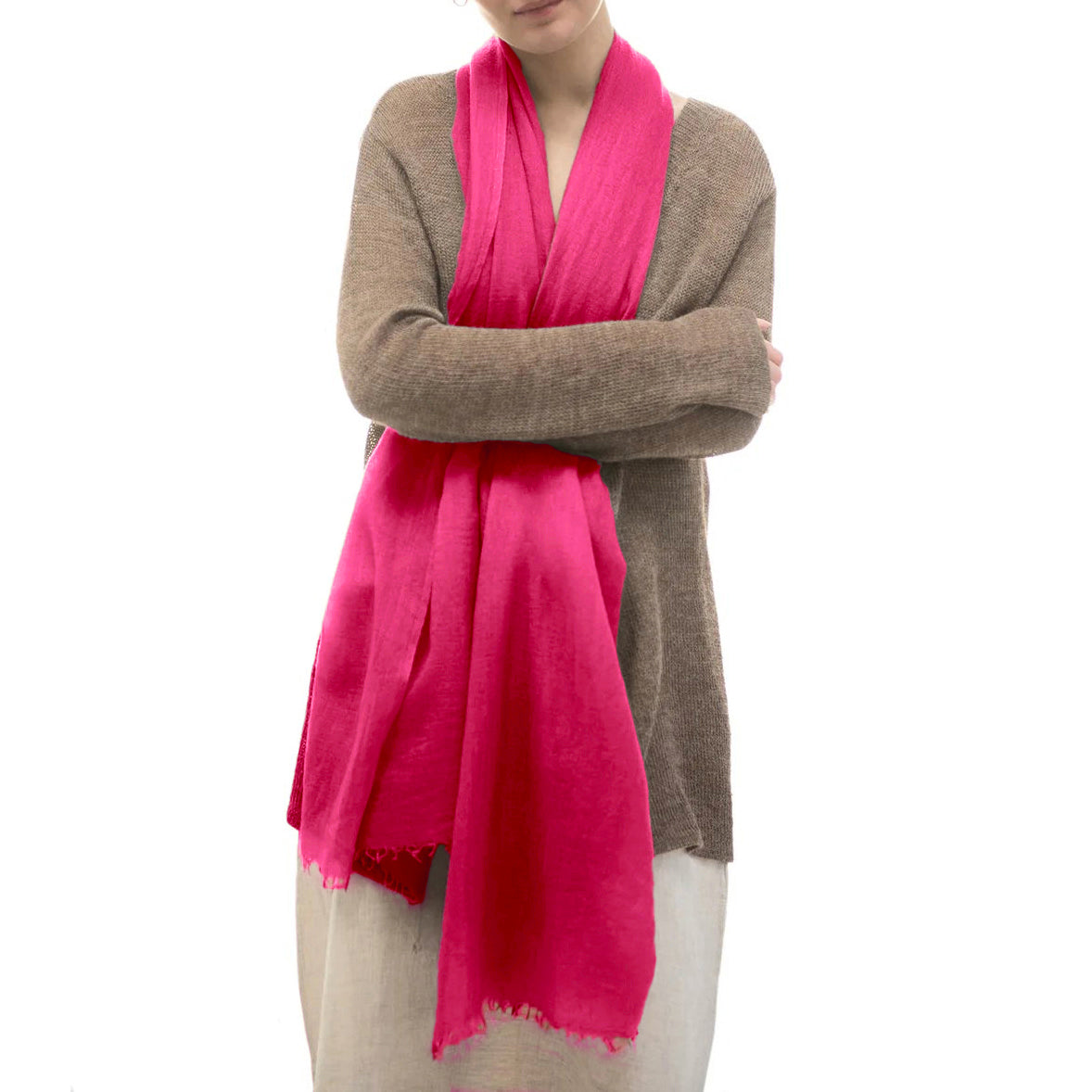 Cashmere Whisper Featherweight Scarf - Fuchsia