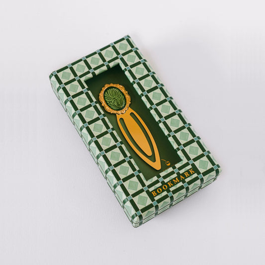 ‘Green Botanical Mosaic’ Metal Clip Bookmark