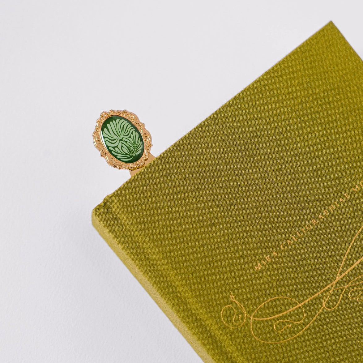 ‘Green Botanical Mosaic’ Metal Clip Bookmark
