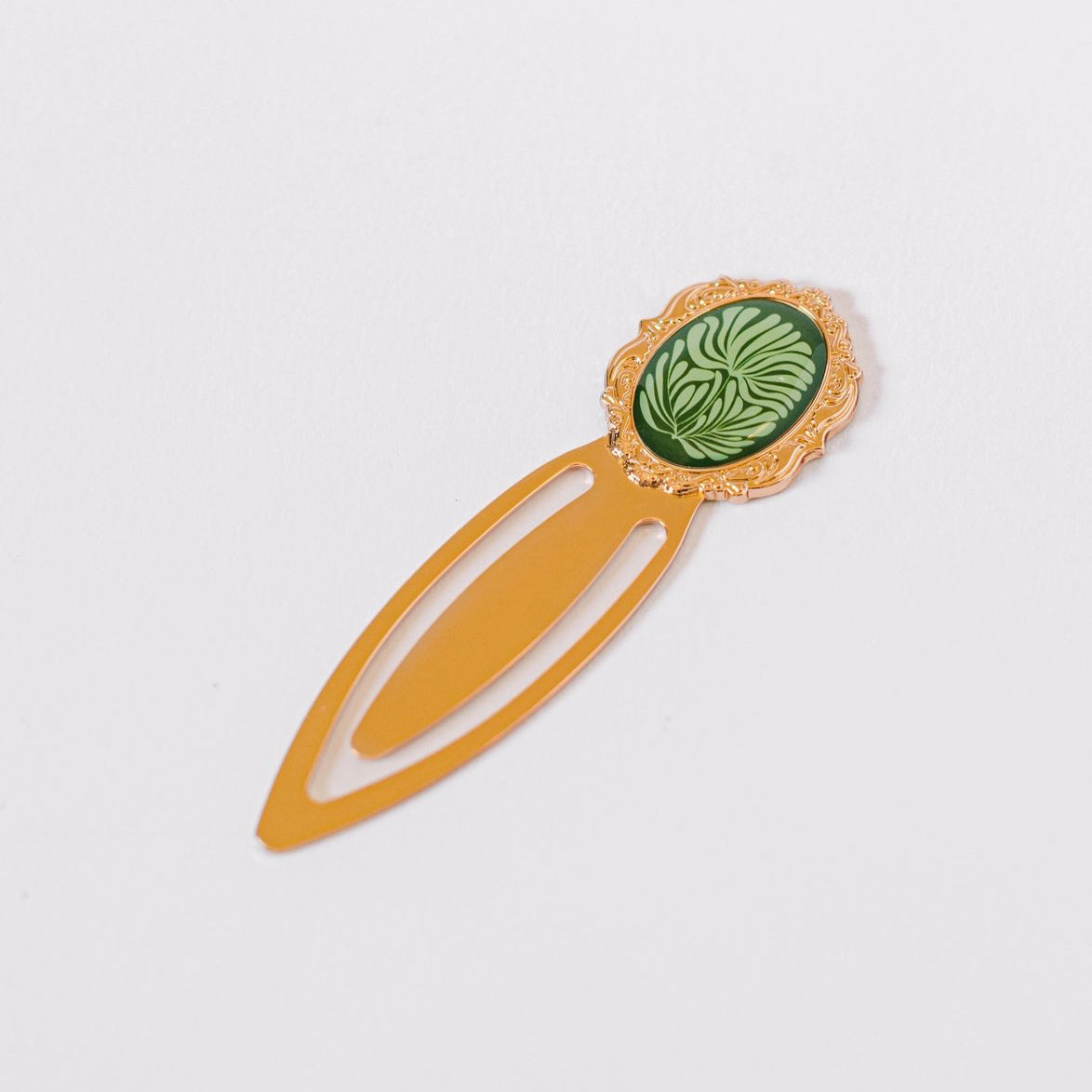 ‘Green Botanical Mosaic’ Metal Clip Bookmark