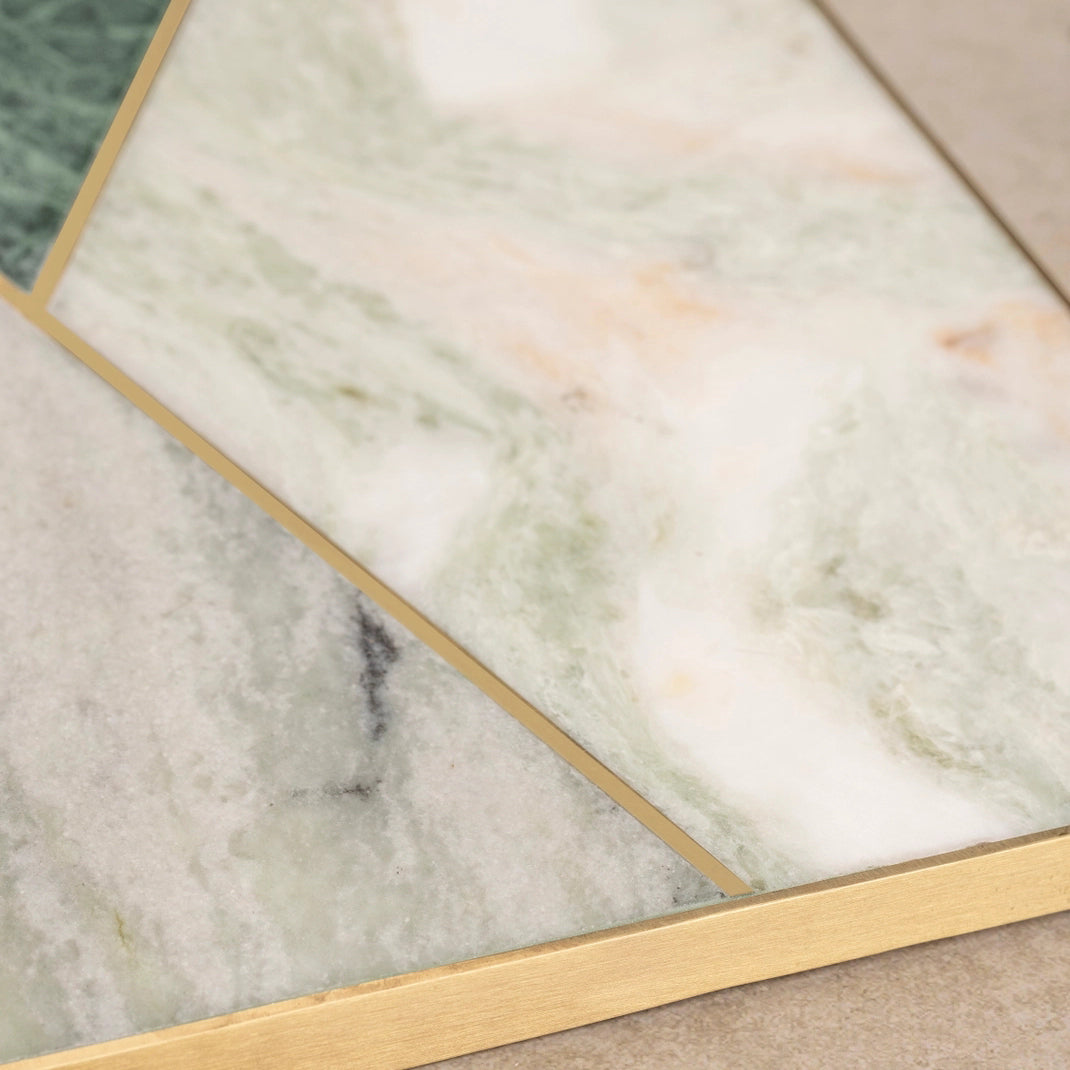 Geometric Marble + Onyx Serving Board with Brass Inlay