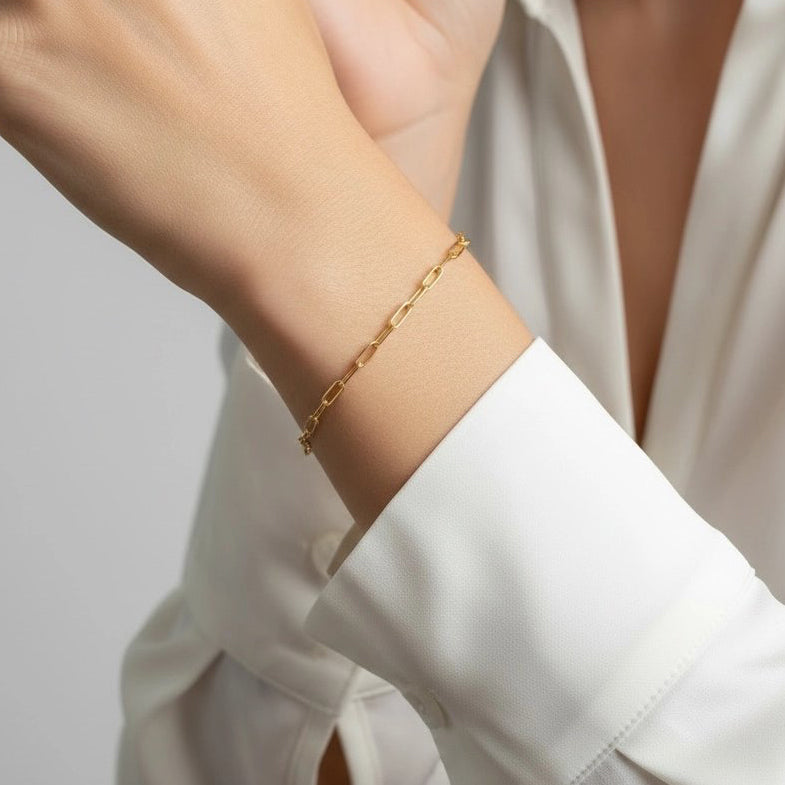Short Link Paperclip Bracelet - Gold Filled