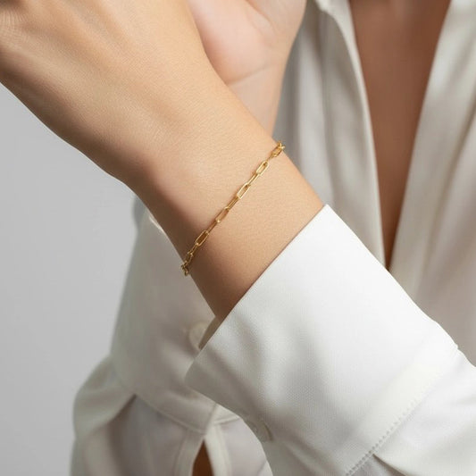 Short Link Paperclip Bracelet - Gold Filled