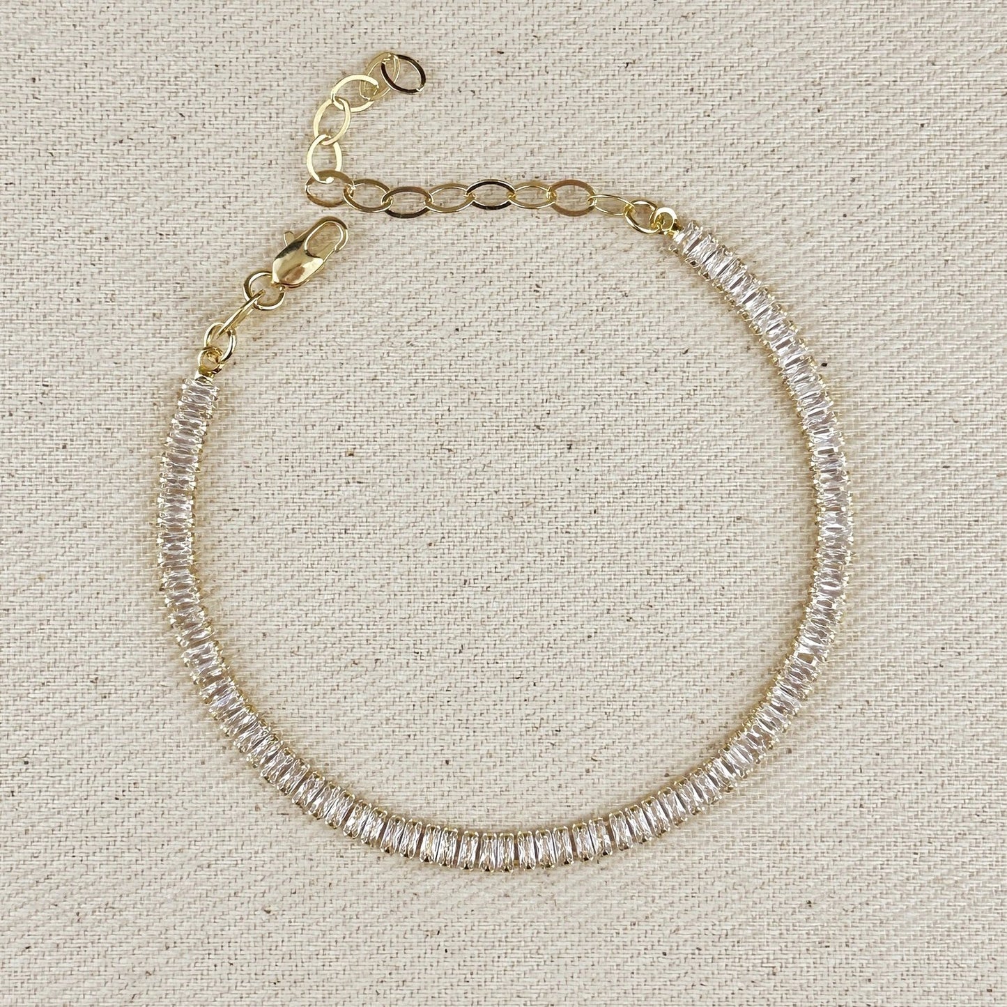 Baguette Cut CZ Tennis Bracelet – Gold Filled