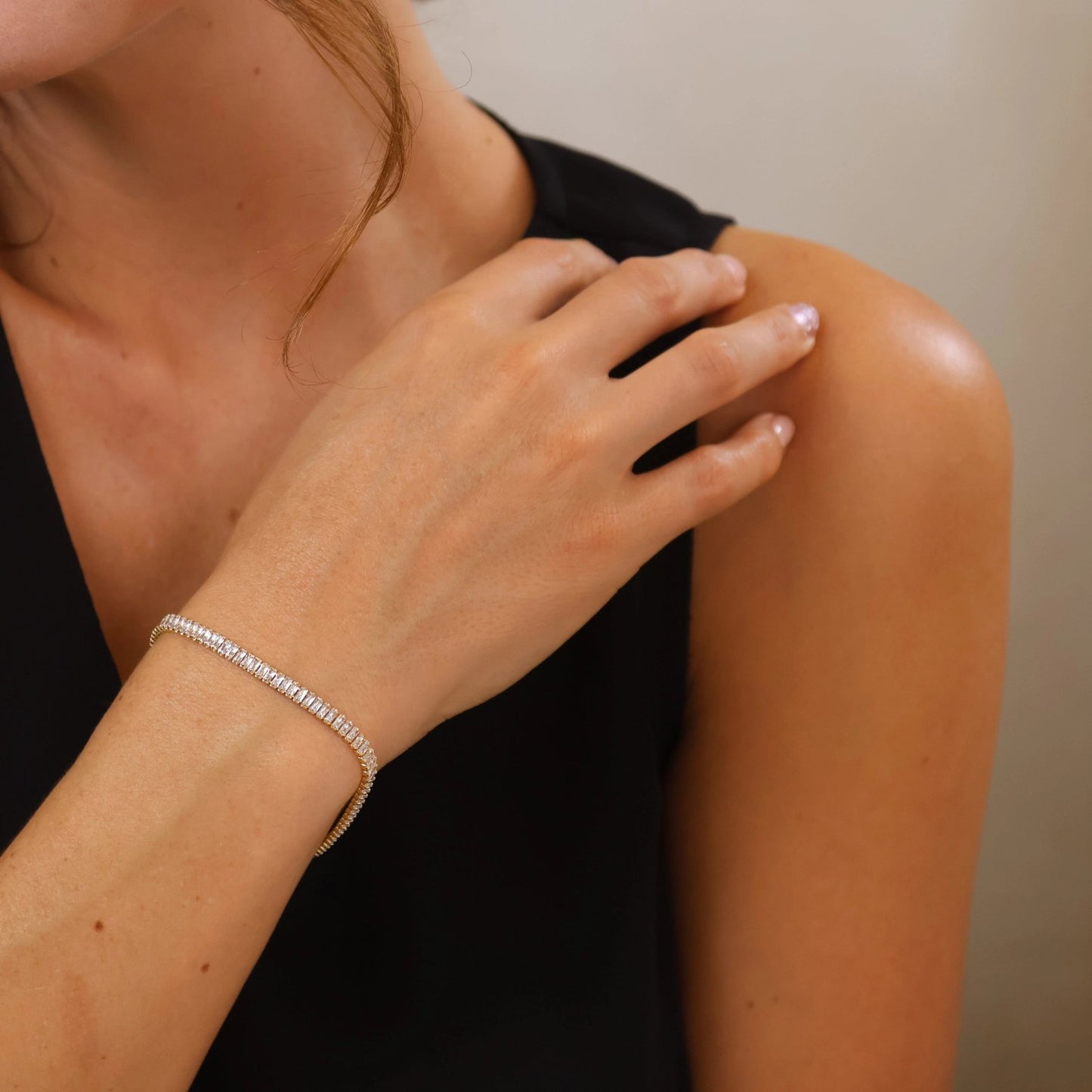 Baguette Cut CZ Tennis Bracelet – Gold Filled