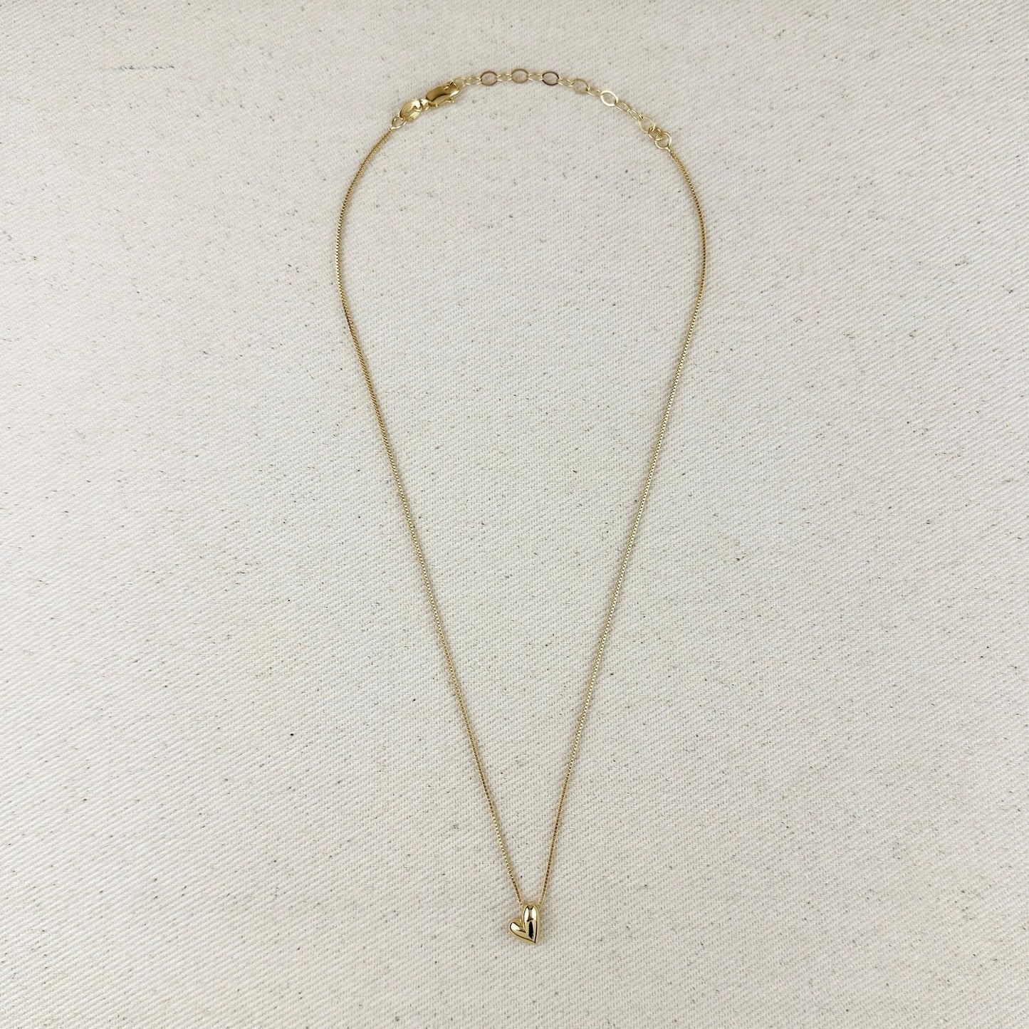 Sliding Puffy Heart Pendant Necklace – Gold Filled