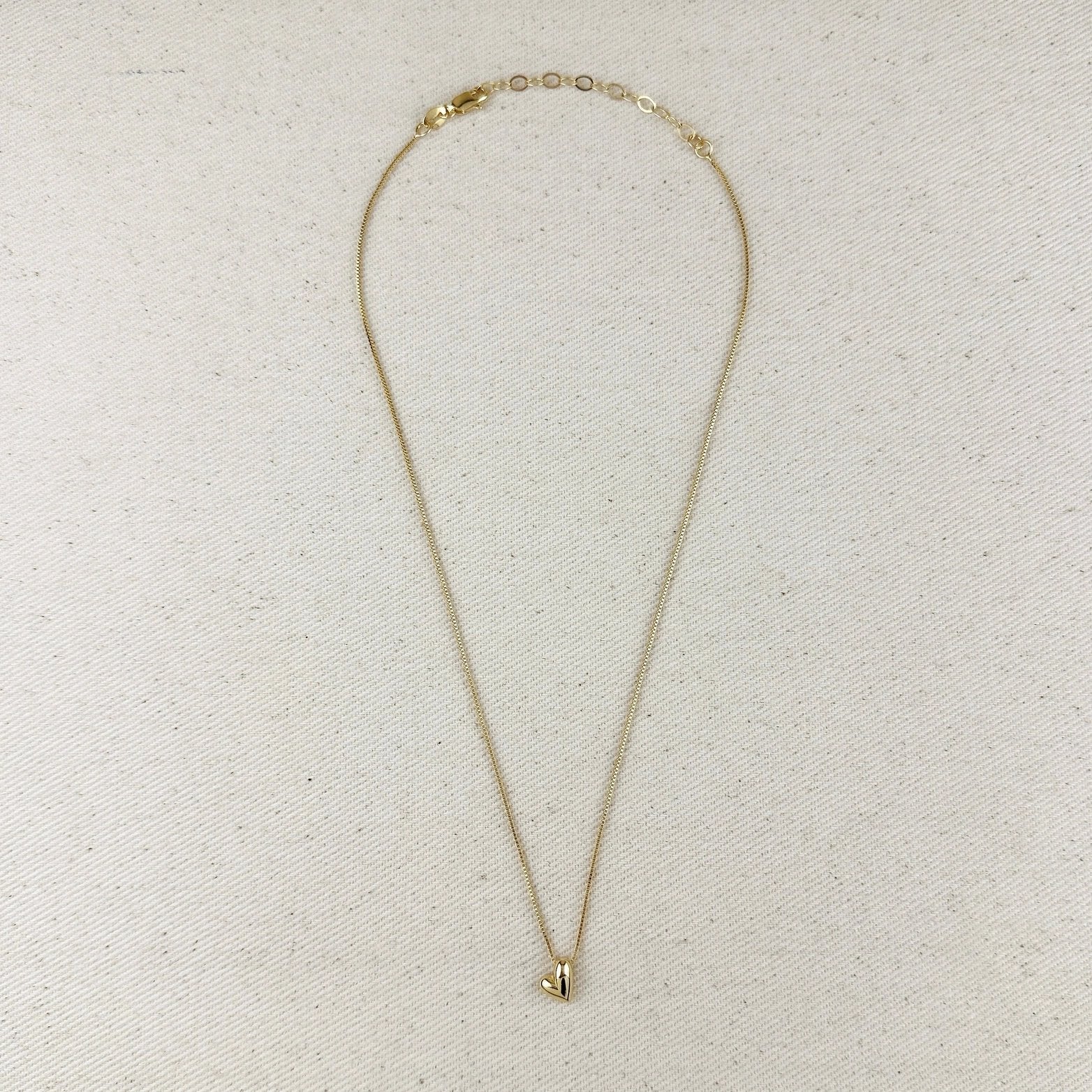 Sliding Puffy Heart Pendant Necklace – Gold Filled