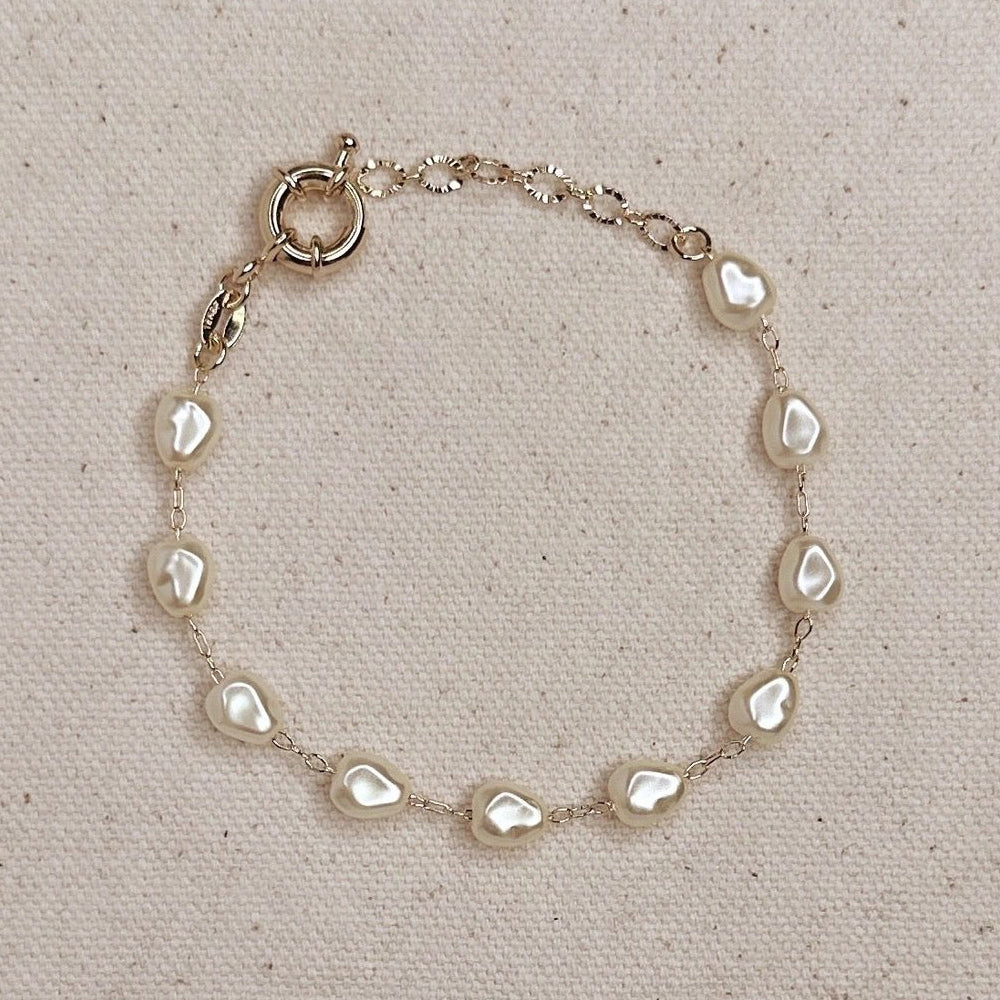 Simulated Baroque Pearl Bracelet – Gold Filled