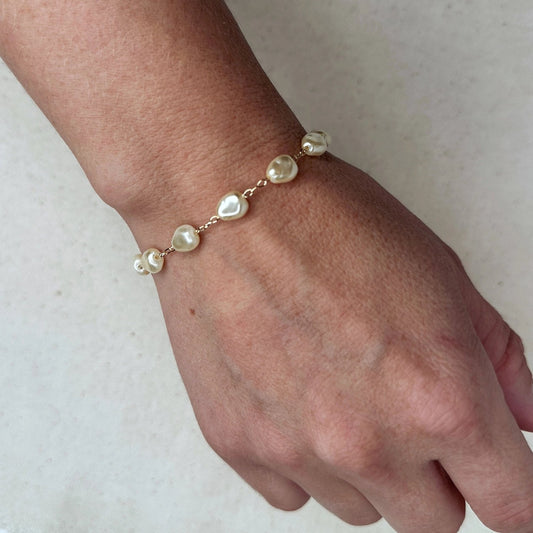 Simulated Baroque Pearl Bracelet – Gold Filled
