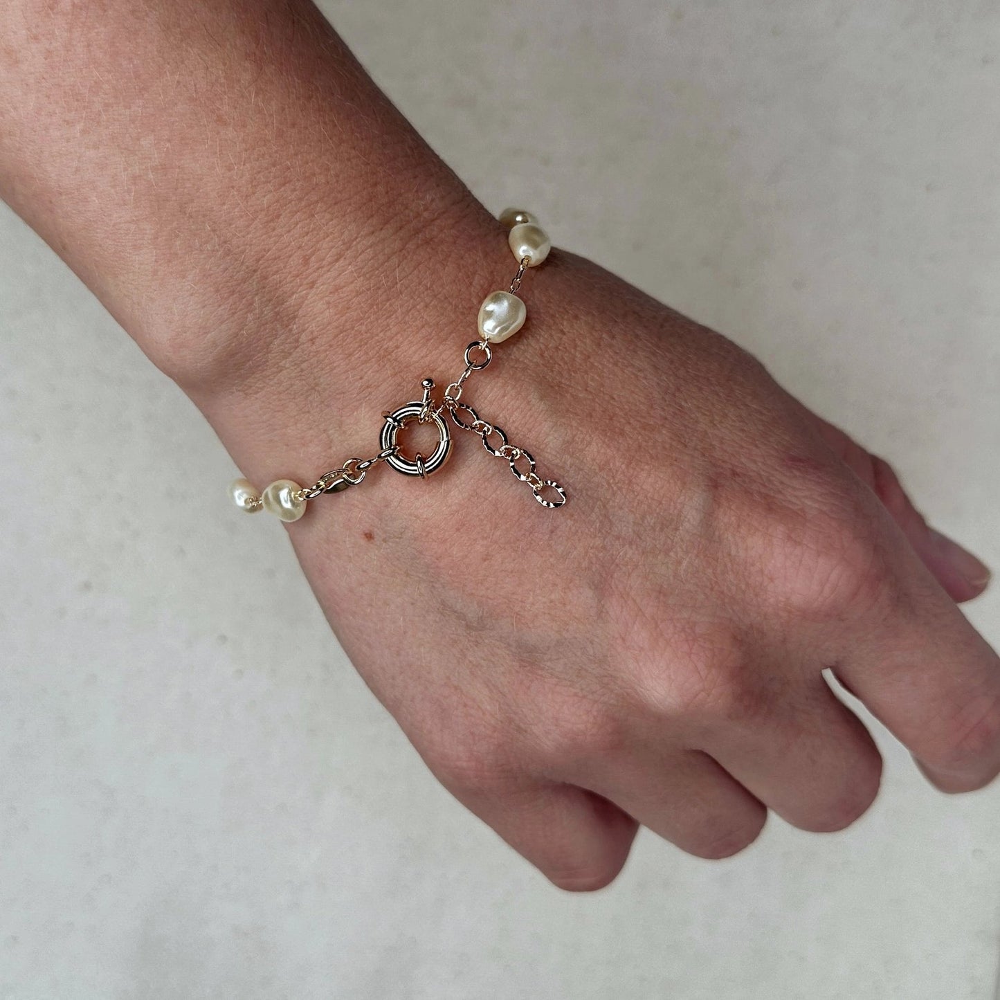 Simulated Baroque Pearl Bracelet – Gold Filled