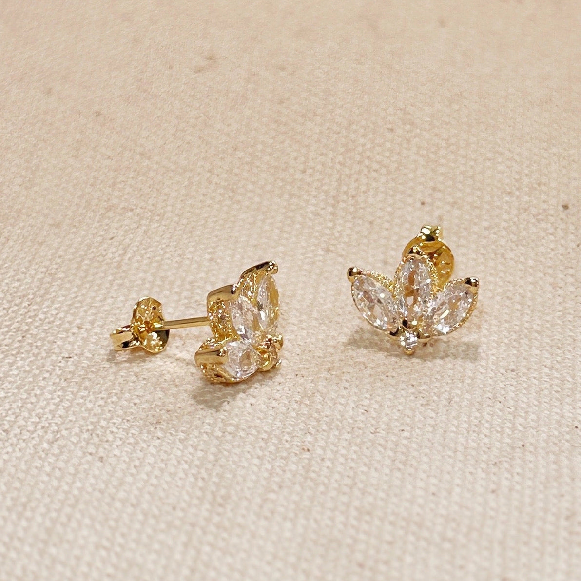 Lotus Flower Stud Earrings – Gold Filled