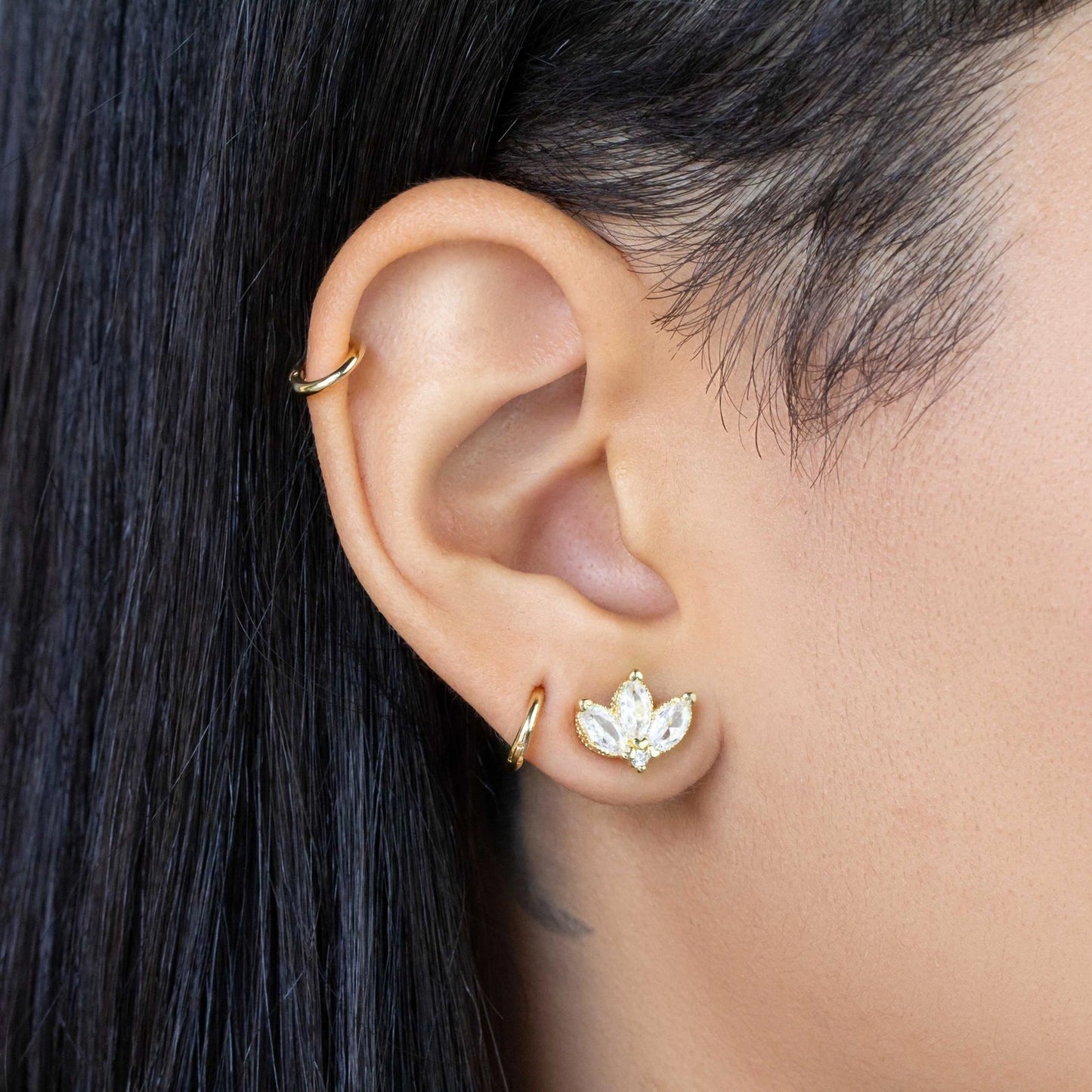 Lotus Flower Stud Earrings – Gold Filled