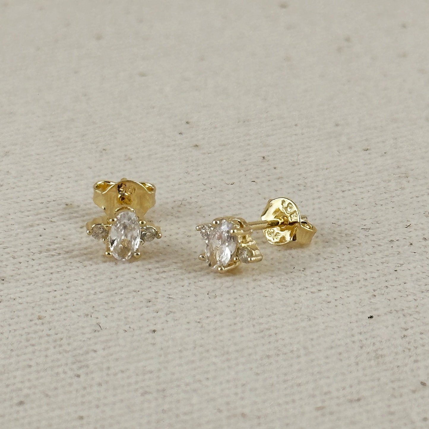 Mini Oval CZ Stud Earrings – Gold Filled