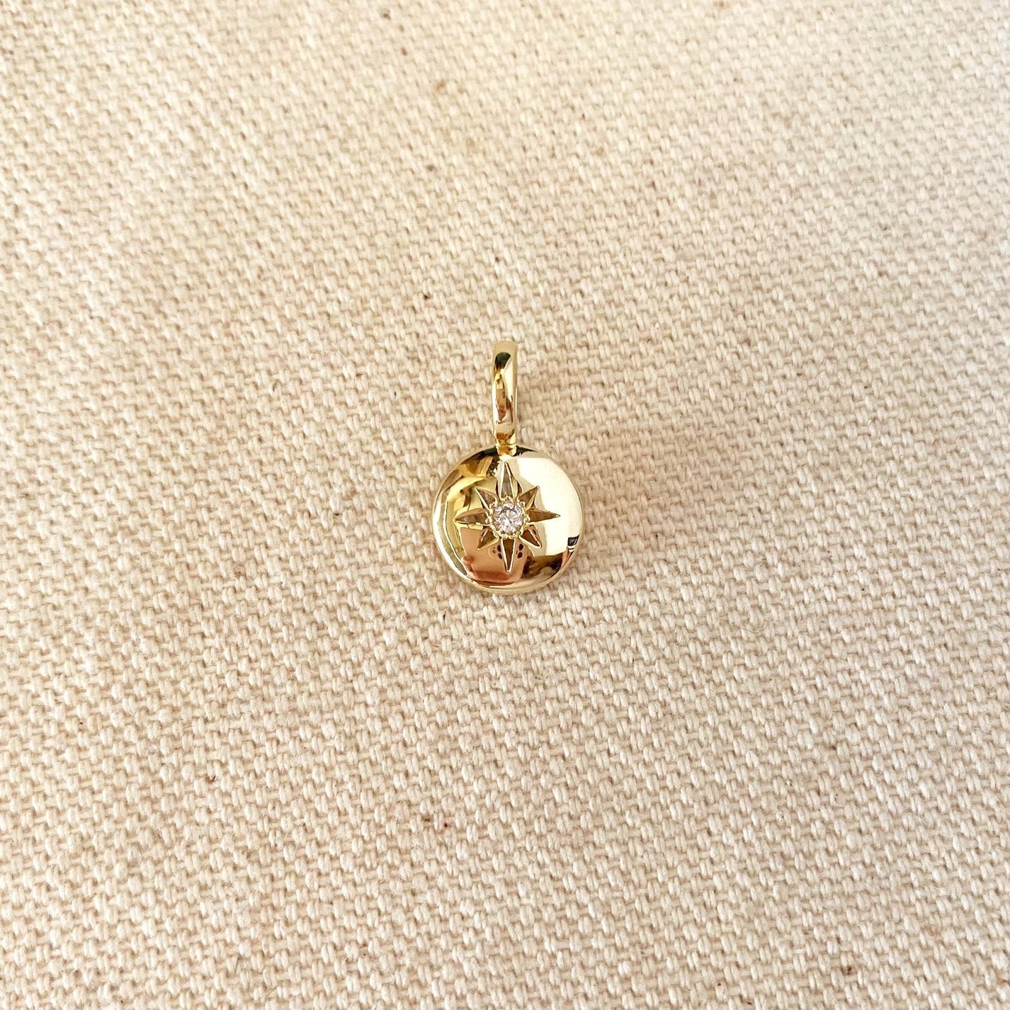 Mini Starburst Plate Charm – Gold Filled with CZ