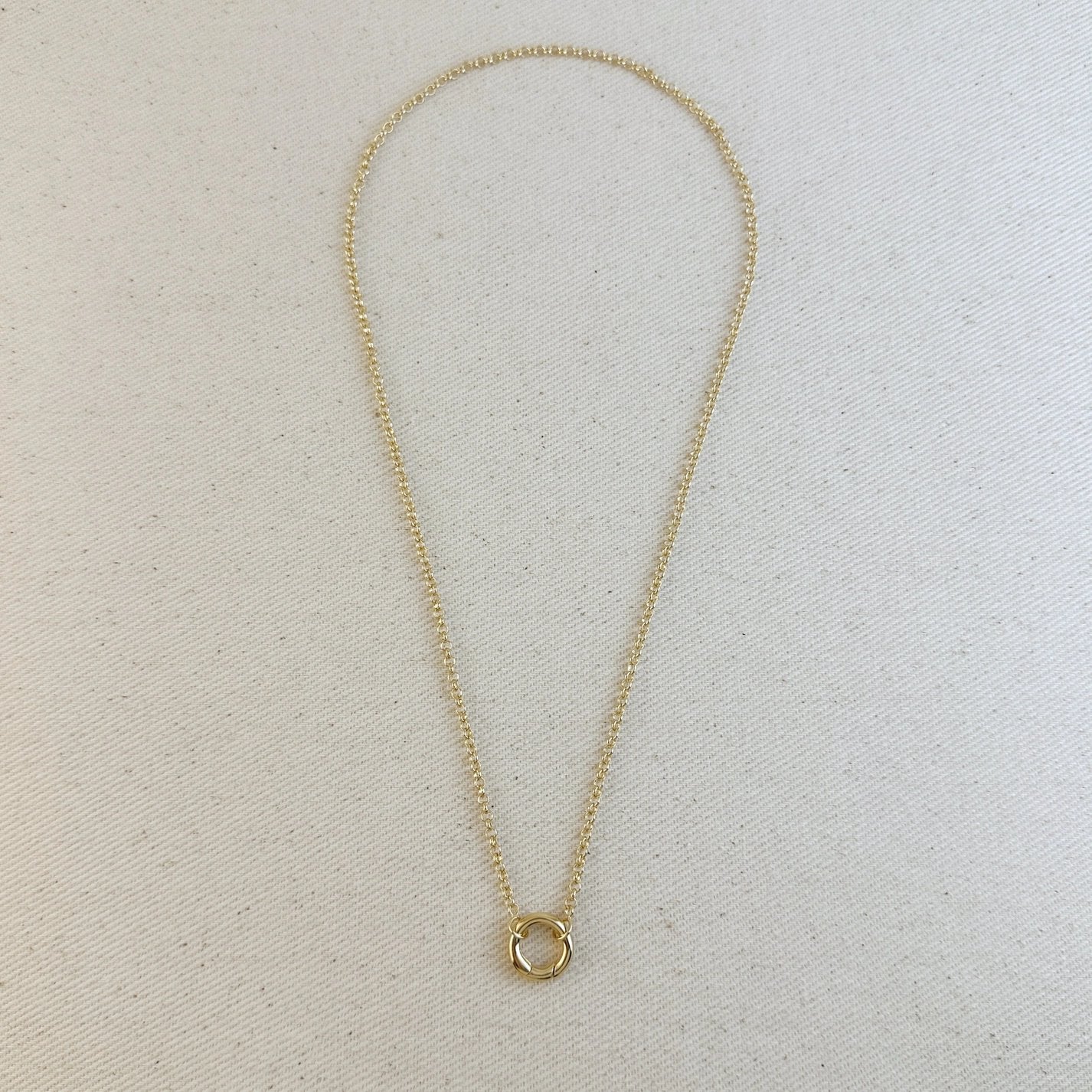 18" Rolo Chain Necklace with Carabiner – Gold Filled
