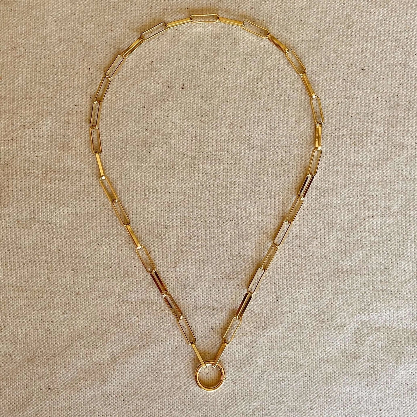 18" Paperclip Chain Necklace with Carabiner – Gold Filled