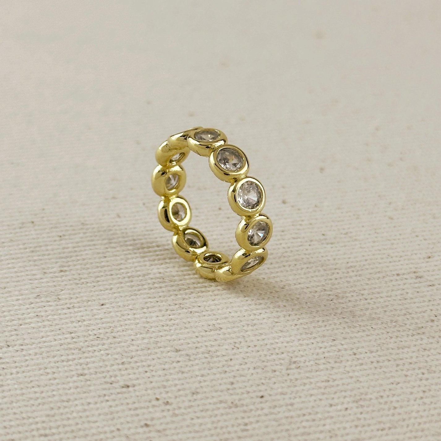 Gold Filled Bezel Cubic Zirconia Eternity Band Ring