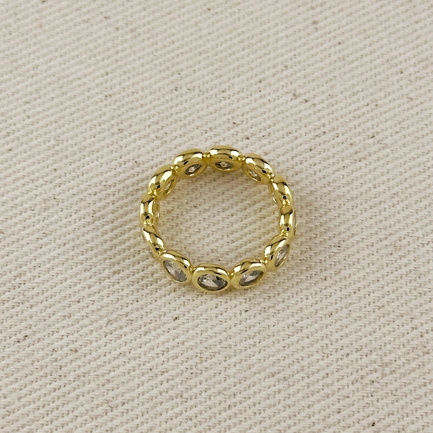 Gold Filled Bezel Cubic Zirconia Eternity Band Ring