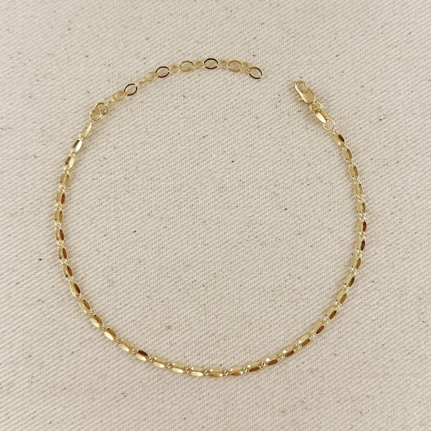 Gold Filled Detailed Chain Anklet