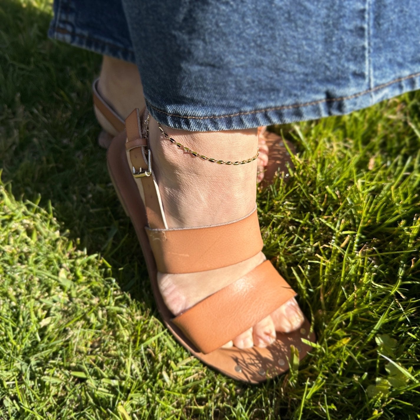 Gold Filled Detailed Chain Anklet