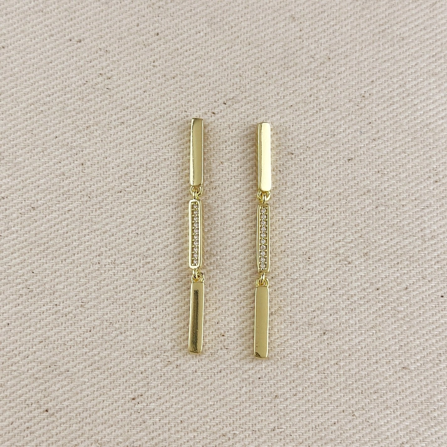 Triple Bar Drop Earrings - Gold Filled