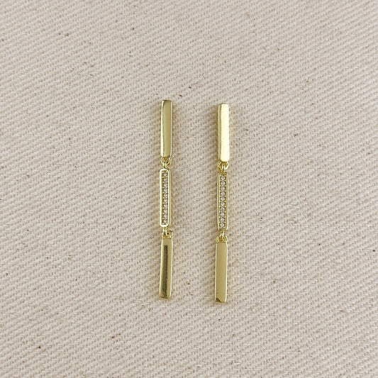 Triple Bar Drop Earrings - Gold Filled