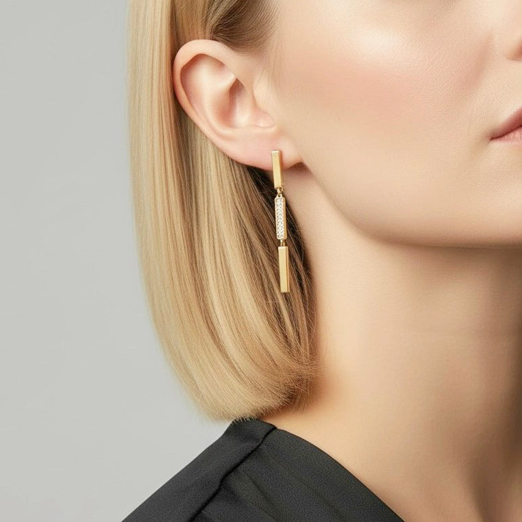 Triple Bar Drop Earrings - Gold Filled