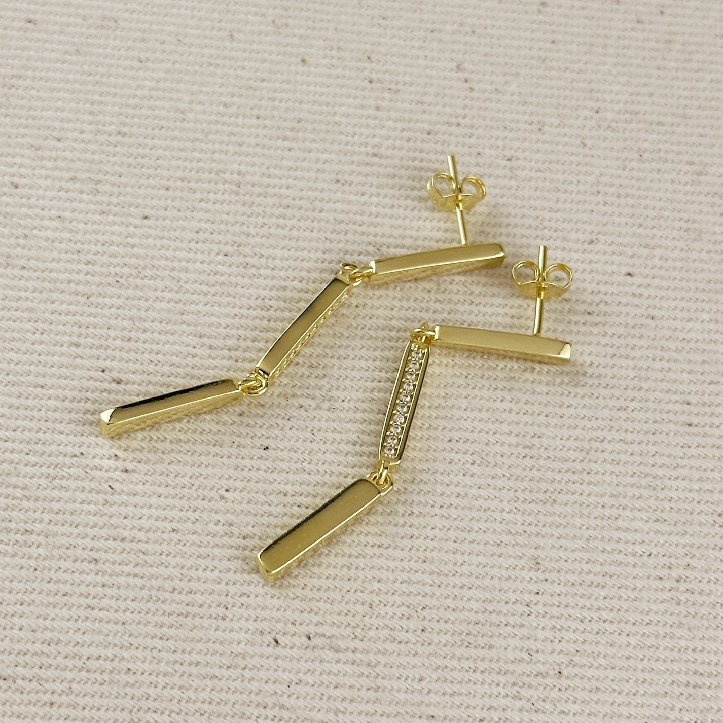 Triple Bar Drop Earrings - Gold Filled