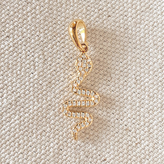 Serpent Charm with Micro Pavé CZ Accents - Gold Filled