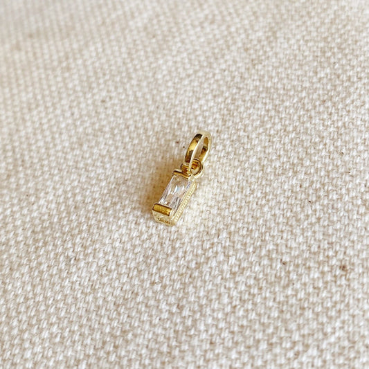 Mini CZ Baguette Charm - Gold Filled