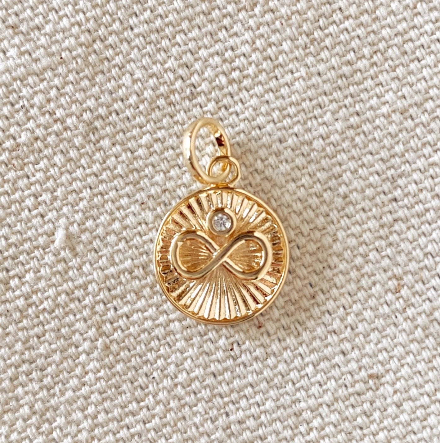 Infinity Charm with CZ - Gold Filled