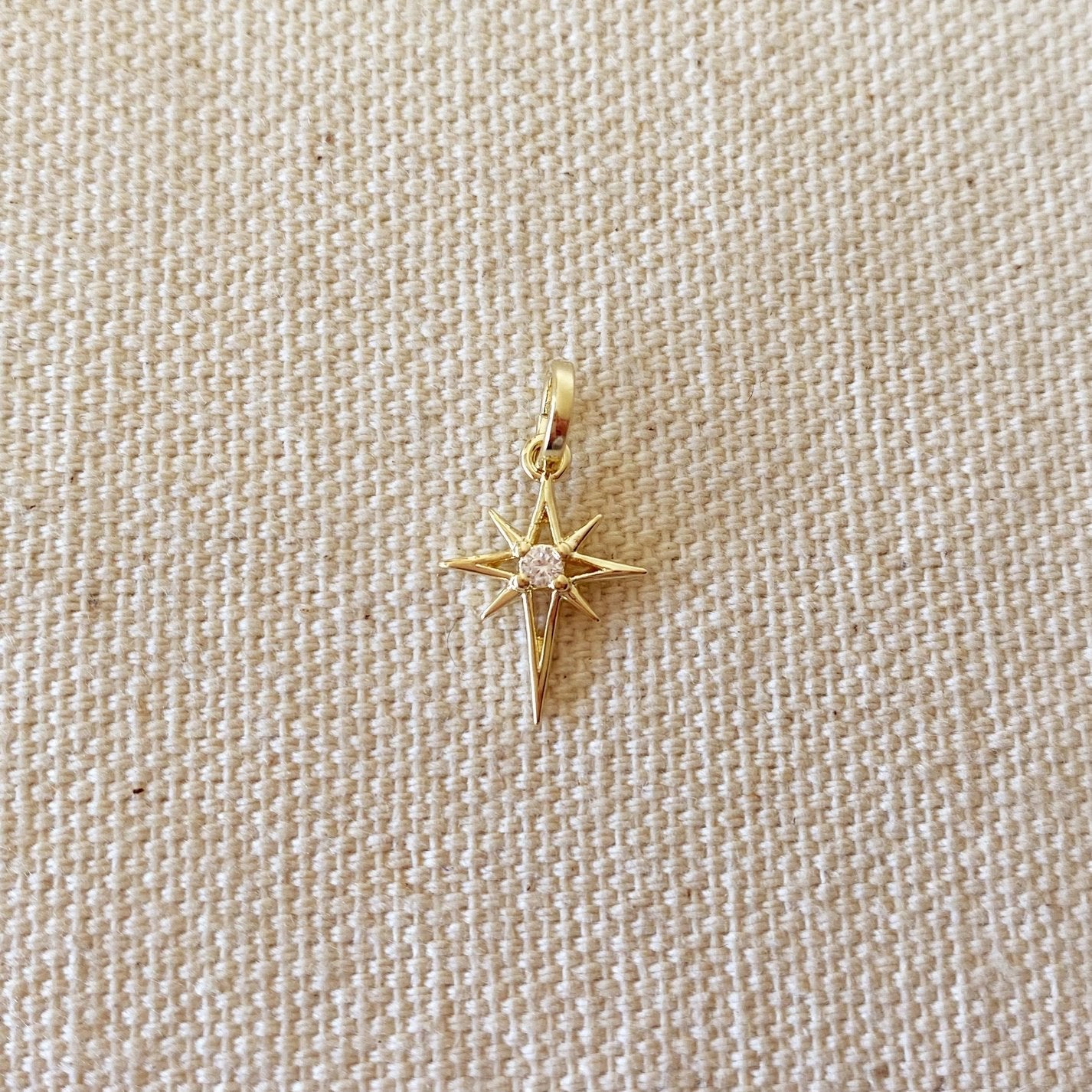 Mini Starburst Charm with CZ - Gold Filled
