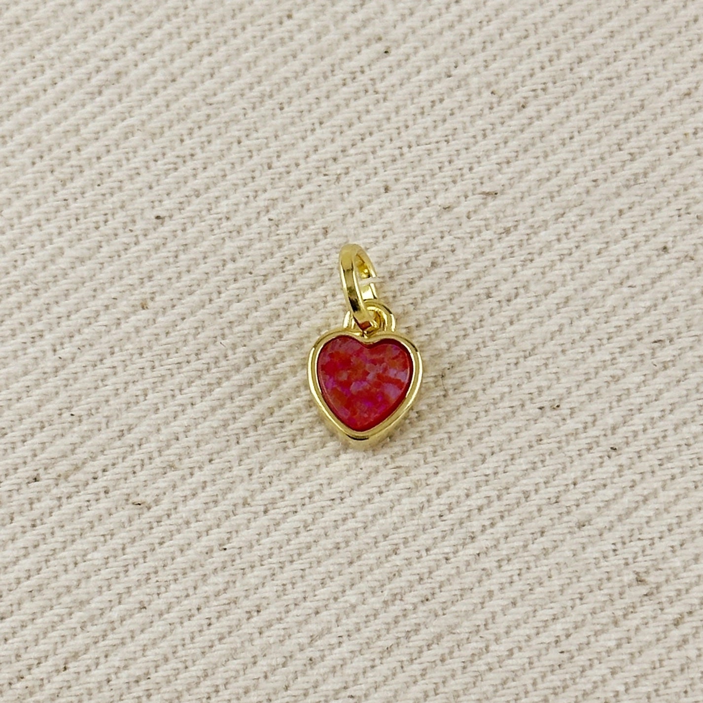 Gold Filled Opal Heart Charm (select color)